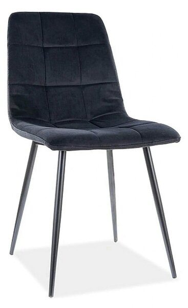Scaun tapitat MILA, negru, stofa catifelata/metal, 45x41x86 cm