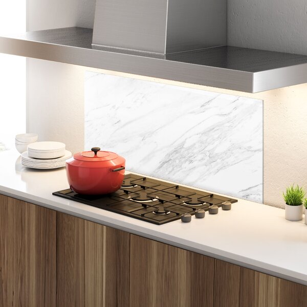 Panou Sticla Bucatarie, 60x120cm, Protectie aragaz, Antistropi, Termorezistent, Abstracte, Marble, Light Grey Marble