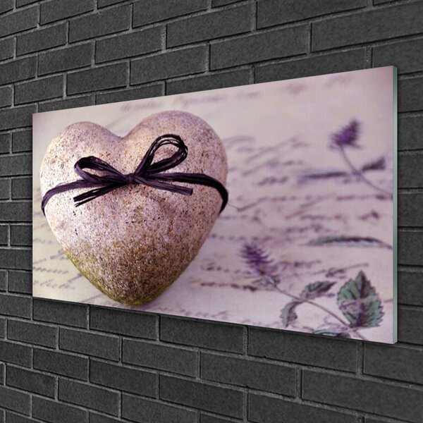 Tablou pe sticla Heart Art Gray aur