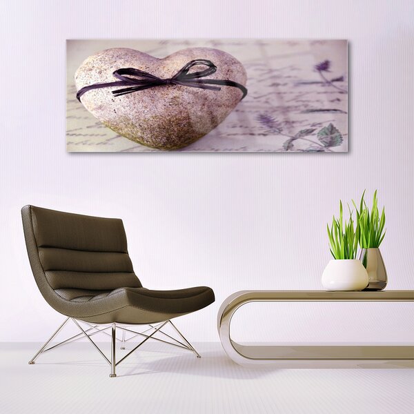 Tablou pe sticla Heart Art Gray aur