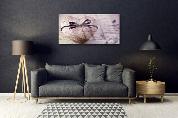 Tablou pe sticla Heart Art Gray aur