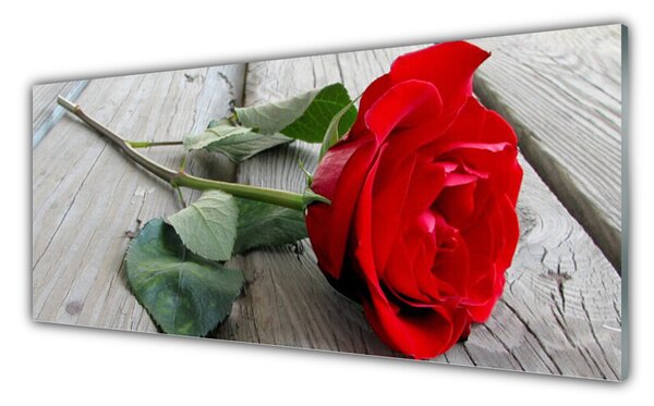 Tablou pe sticla Rose Floral Roșu Verde
