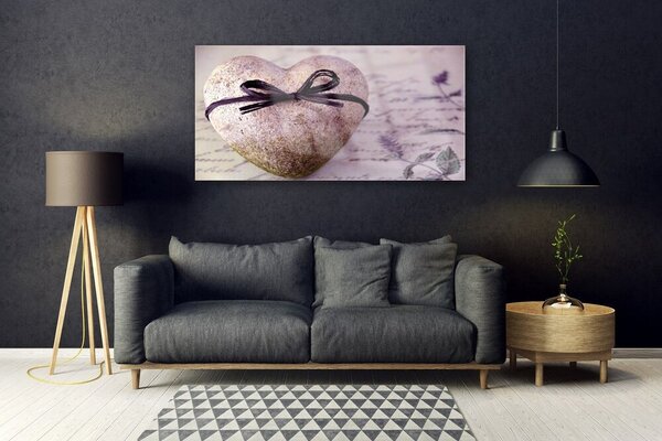 Tablou pe sticla Heart Art Gray aur