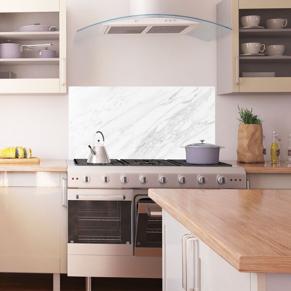 Panou Sticla Bucatarie, 60x120cm, Protectie aragaz, Antistropi, Termorezistent, Abstracte, Marble, Light Grey Marble