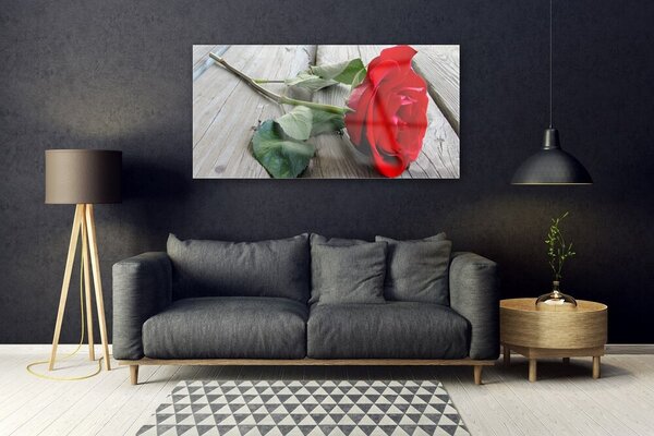 Tablou pe sticla Rose Floral Roșu Verde