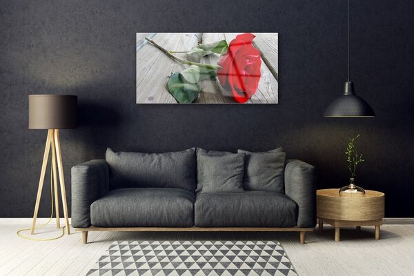 Tablou pe sticla Rose Floral Roșu Verde