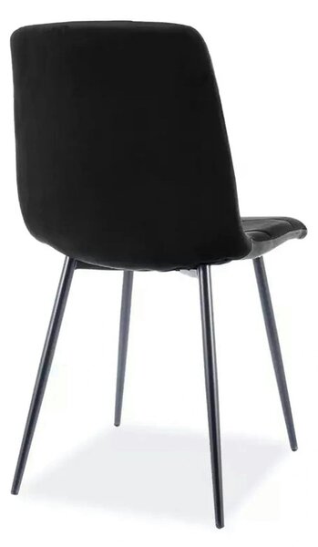 Scaun tapitat MILA, negru, stofa catifelata/metal, 45x41x86 cm