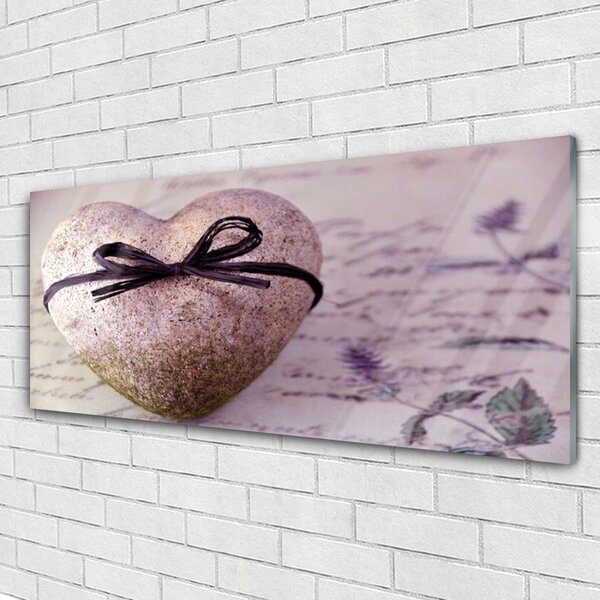 Tablou pe sticla Heart Art Gray aur