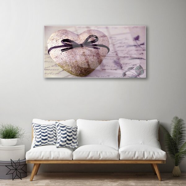 Tablou pe sticla Heart Art Gray aur