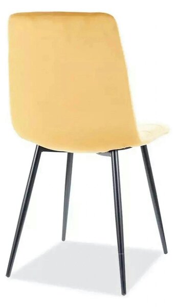 Scaun tapitat MILA, galben/negru, stofa catifelata/metal, 45x41x86 cm