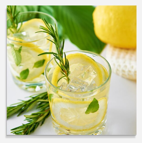 Panou Sticla Bucatarie, 60x60cm, Protectie aragaz, Antistropi, Termorezistent, Alimente, Bauturi, Lemon Rosemary Drink