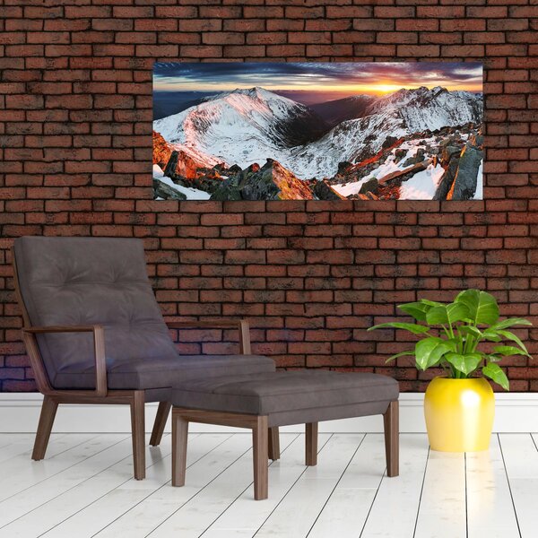 Tablou - Panoramă montană de iarnă (120x50 cm)