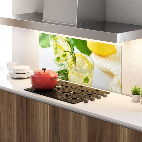 Panou Sticla Bucatarie, 60x120cm, Protectie aragaz, Antistropi, Termorezistent, Alimente, Bauturi, Lemon Rosemary Drink