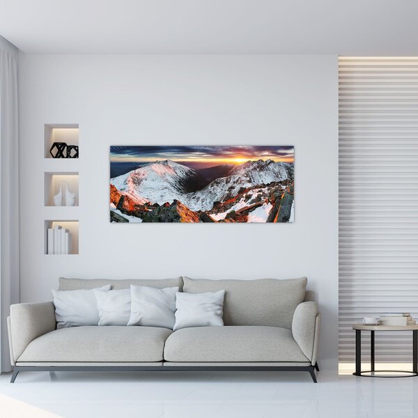Tablou - Panoramă montană de iarnă (120x50 cm)