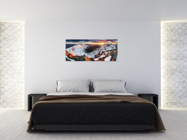 Tablou - Panoramă montană de iarnă (120x50 cm)