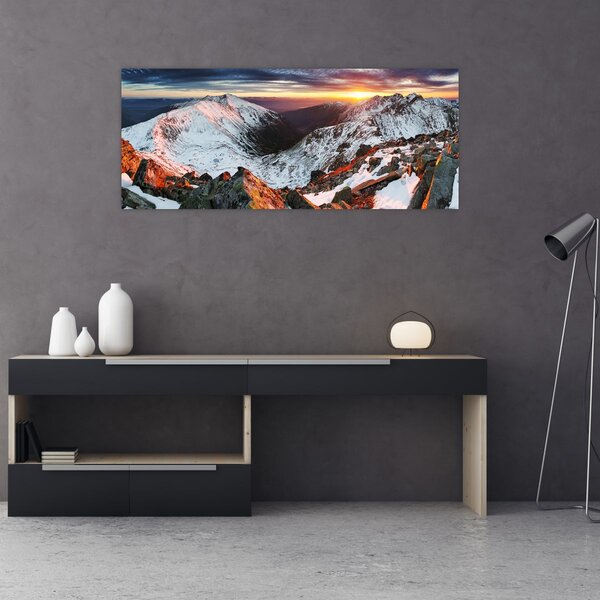 Tablou - Panoramă montană de iarnă (120x50 cm)