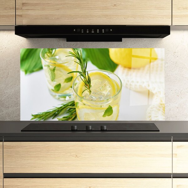 Panou Sticla Bucatarie, 60x120cm, Protectie aragaz, Antistropi, Termorezistent, Alimente, Bauturi, Lemon Rosemary Drink