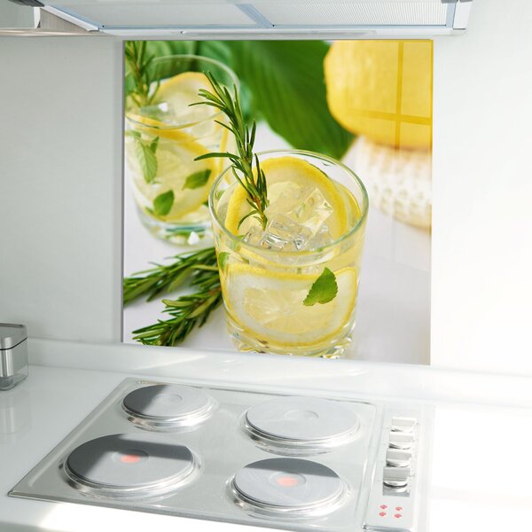 Panou Sticla Bucatarie, 60x60cm, Protectie aragaz, Antistropi, Termorezistent, Alimente, Bauturi, Lemon Rosemary Drink
