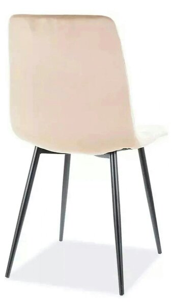 Scaun tapitat MILA, bej/negru, stofa catifelata/metal, 45x41x86 cm