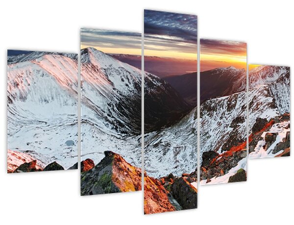 Tablou - Panoramă montană de iarnă (150x105 cm)
