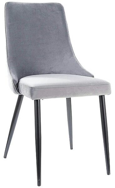 Scaun tapitat PIANO B, gri/negru, stofa catifelata/metal, 47x44x93 cm