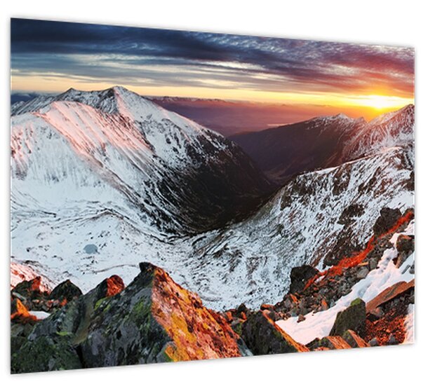 Tablou - Panoramă montană de iarnă (70x50 cm)