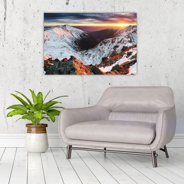 Tablou - Panoramă montană de iarnă (90x60 cm)