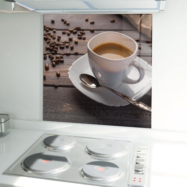 Panou Sticla Bucatarie, 60x60cm, Protectie aragaz, Antistropi, Termorezistent, Alimente, Cafea, Aroma Coffee