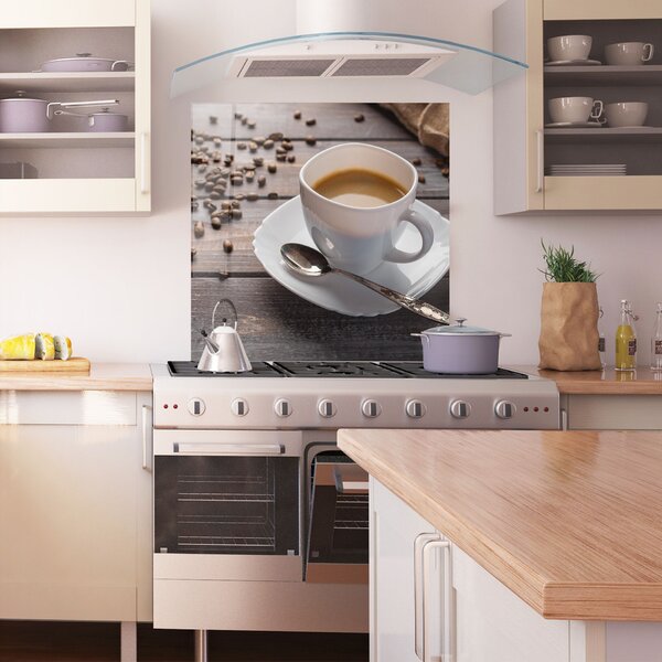 Panou Sticla Bucatarie, 60x60cm, Protectie aragaz, Antistropi, Termorezistent, Alimente, Cafea, Aroma Coffee