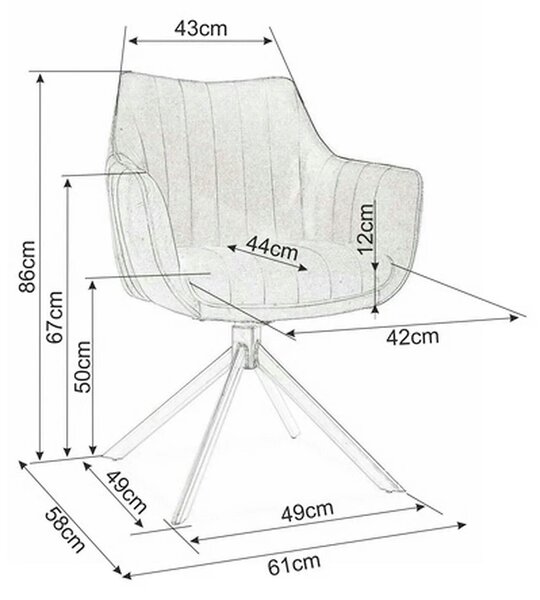 Scaun living rotativ AZALIA, albastru/negru, stofa catifelata/metal, 6