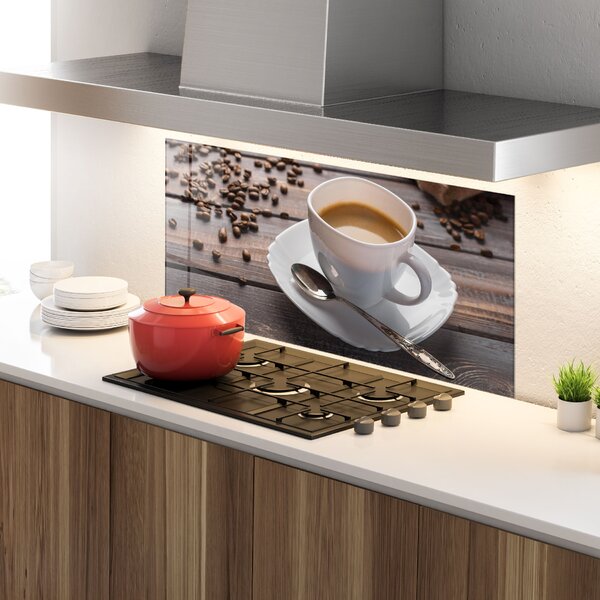 Panou Sticla Bucatarie, 60x120cm, Protectie aragaz, Antistropi, Termorezistent, Alimente, Cafea, Aroma Coffee