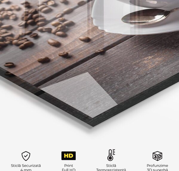Panou Sticla Bucatarie, 30x40cm, Protectie aragaz, Antistropi, Termorezistent, Alimente, Cafea, Aroma Coffee