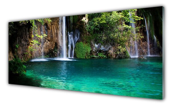 Panou sticla bucatarie Lacul Albastru Verde Natura Cascada