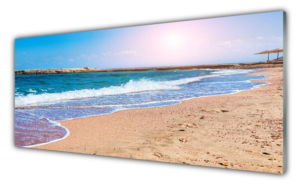 Tablou pe sticla Ocean Beach Peisaj Albastru Maro