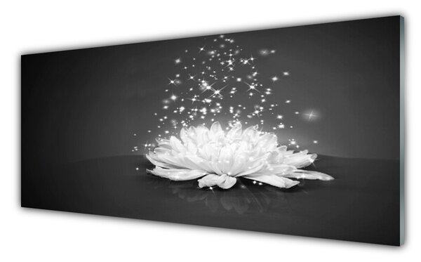 Tablou pe sticla Flower Floral Alb Gri