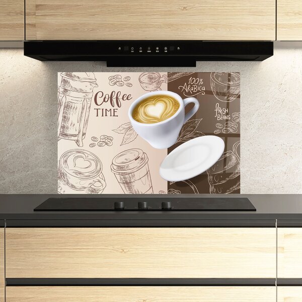 Panou Sticla Bucatarie, 30x40cm, Protectie aragaz, Antistropi, Termorezistent, Alimente, Cafea, Coffee Time