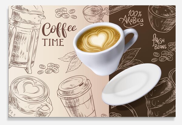 Panou Sticla Bucatarie, 30x40cm, Protectie aragaz, Antistropi, Termorezistent, Alimente, Cafea, Coffee Time