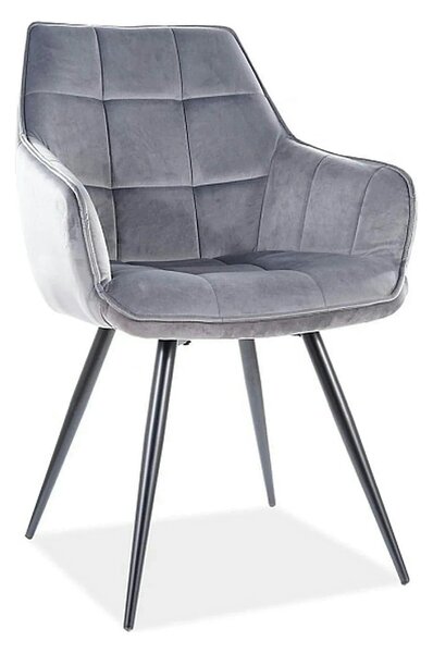 Scaun Lilia, gri/negru, stofa catifelata/metal, 59x45x90 cm
