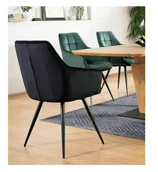 Scaun Lilia, negru, stofa catifelata/metal, 59x45x90 cm