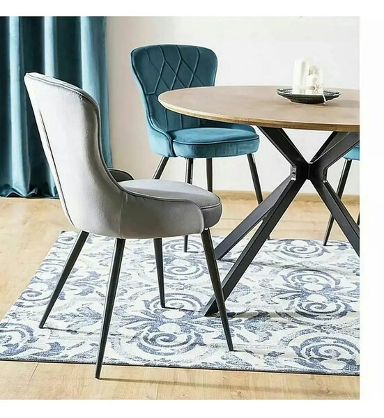 Scaun Lotus, gri/negru, stofa catifelata/metal, 52x45x91 cm