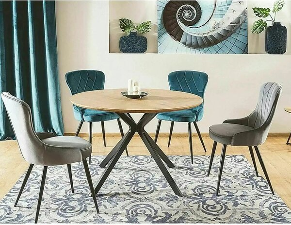 Scaun Lotus, gri/negru, stofa catifelata/metal, 52x45x91 cm