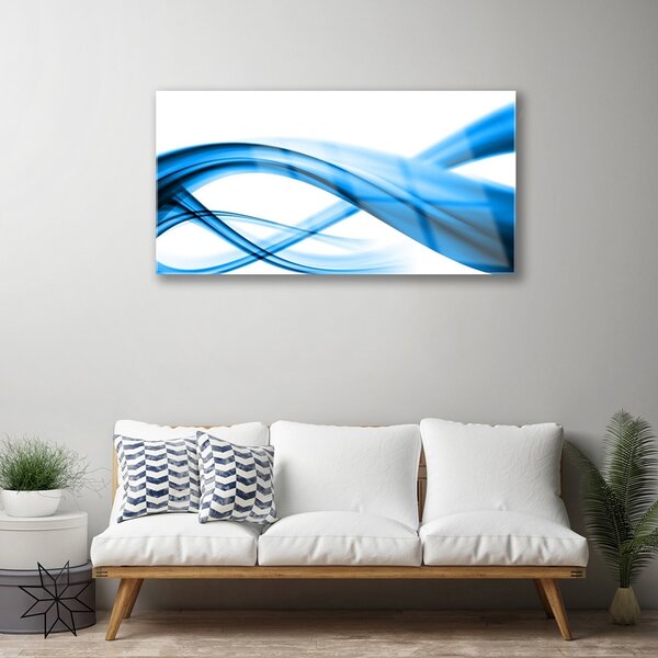 Tablou pe sticla Abstract Art Albastru Alb