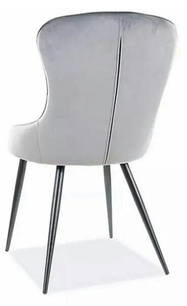 Scaun Lotus, gri/negru, stofa catifelata/metal, 52x45x91 cm