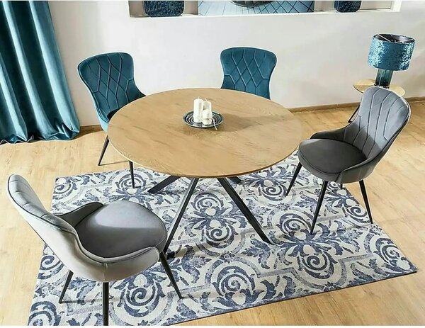 Scaun Lotus, gri/negru, stofa catifelata/metal, 52x45x91 cm