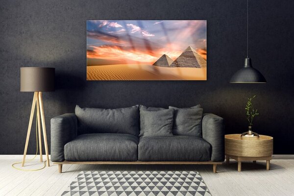 Tablou pe sticla Desert Piramidele Arhitectura galben