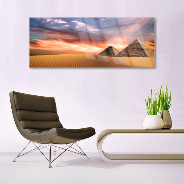 Tablou pe sticla Desert Piramidele Arhitectura galben