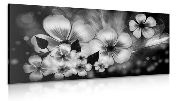 Tablou fantezia florilor în design alb-negru