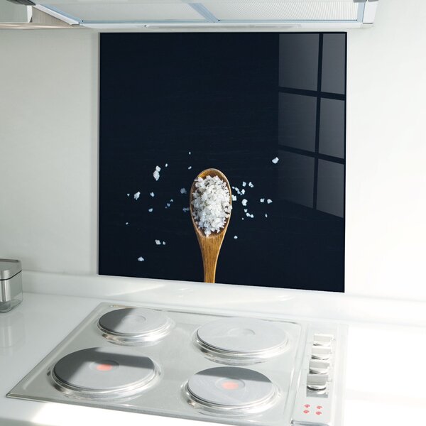 Panou Sticla Bucatarie, 60x60cm, Protectie aragaz, Antistropi, Termorezistent, Alimente, Condimente, Salt On Black