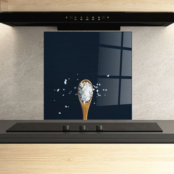 Panou Sticla Bucatarie, 60x60cm, Protectie aragaz, Antistropi, Termorezistent, Alimente, Condimente, Salt On Black