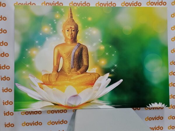 Tablou buddha de aur pe o floare de lotus